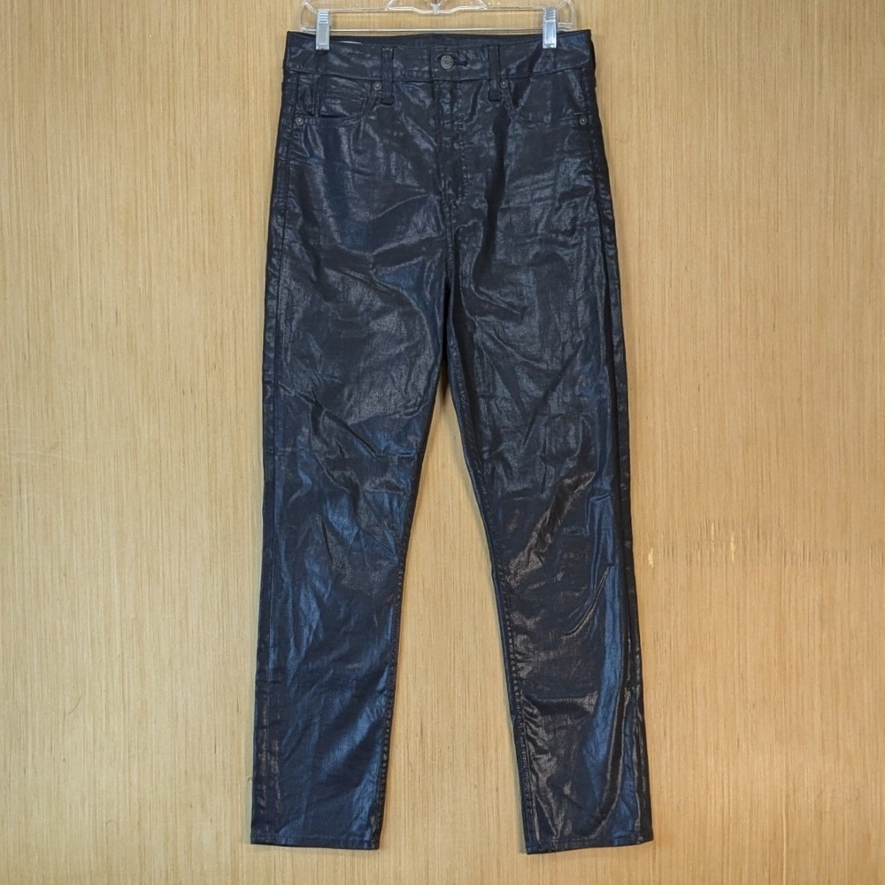 Gap Vintage Slim Sky High Black Coated Metallic Jeans Womens 29 8L High Rise